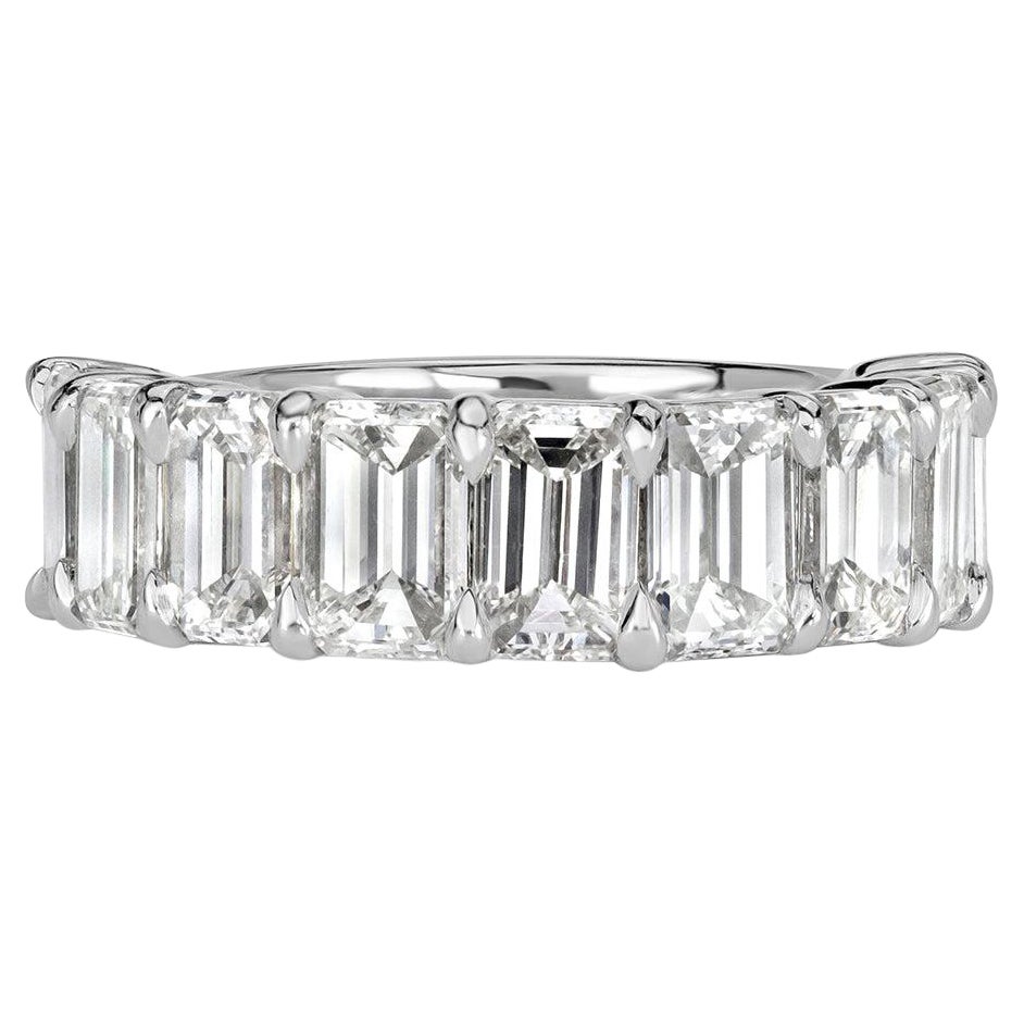 4.50ct Emerald Cut Diamond Wedding Band in 18k White Gold For Sale
