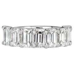 4.50ct Emerald Cut Diamond Wedding Band in 18k White Gold