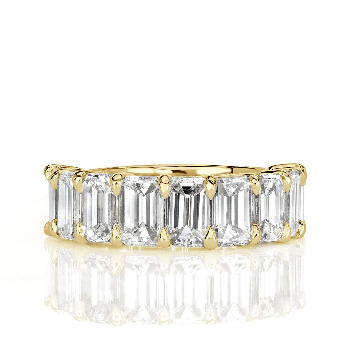 4.50ct Emerald Cut Diamond Wedding Band in 18k Yellow Gold