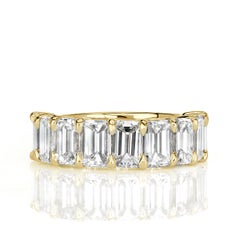 4.50ct Emerald Cut Diamond Wedding Band in 18k Yellow Gold