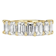 4.50ct Emerald Cut Diamond Wedding Band in 18k Yellow Gold