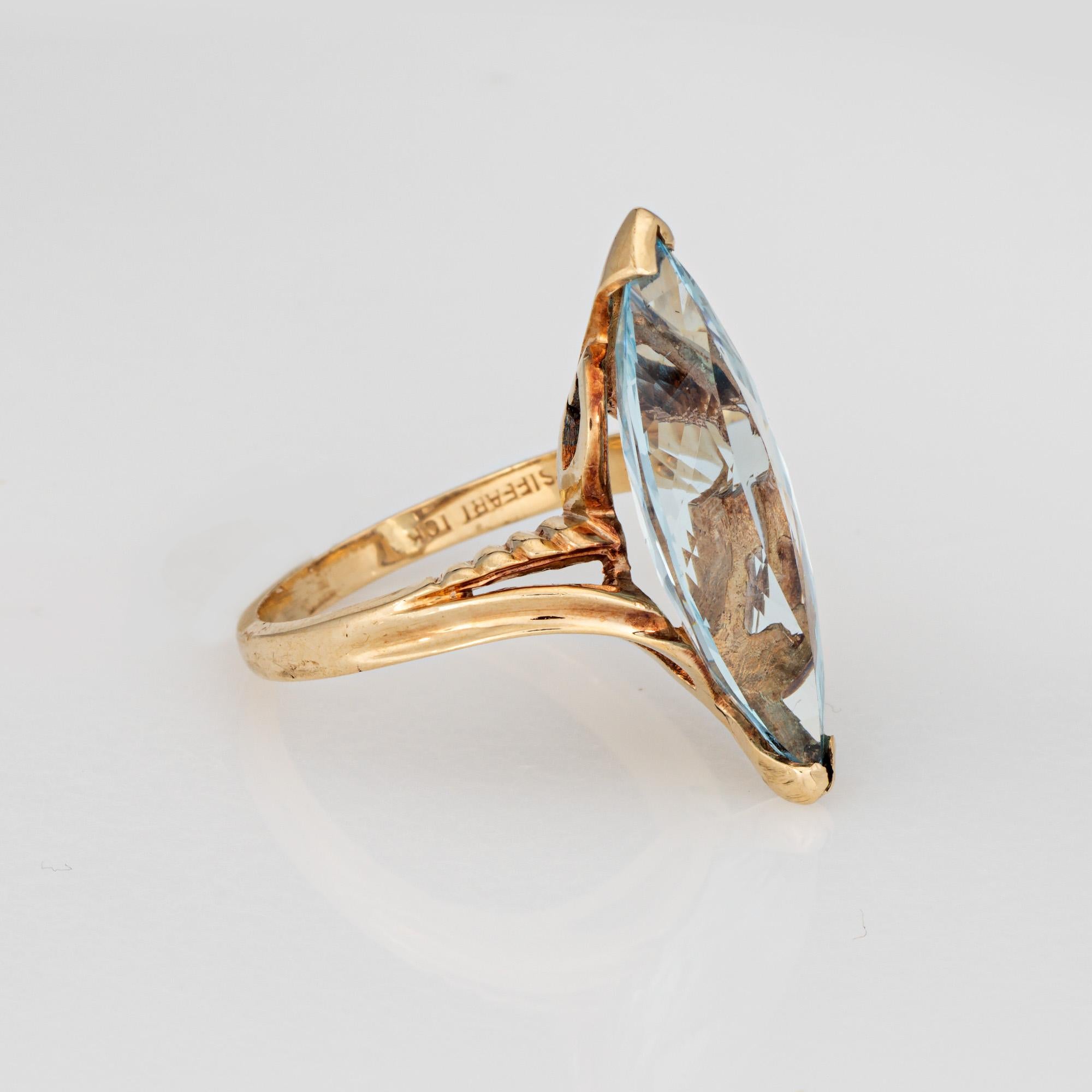Moderno Anello con acquamarina marquise da 4,50 carati Vintage in oro giallo 10k Sz 6.25 Gioielli di pregio in vendita
