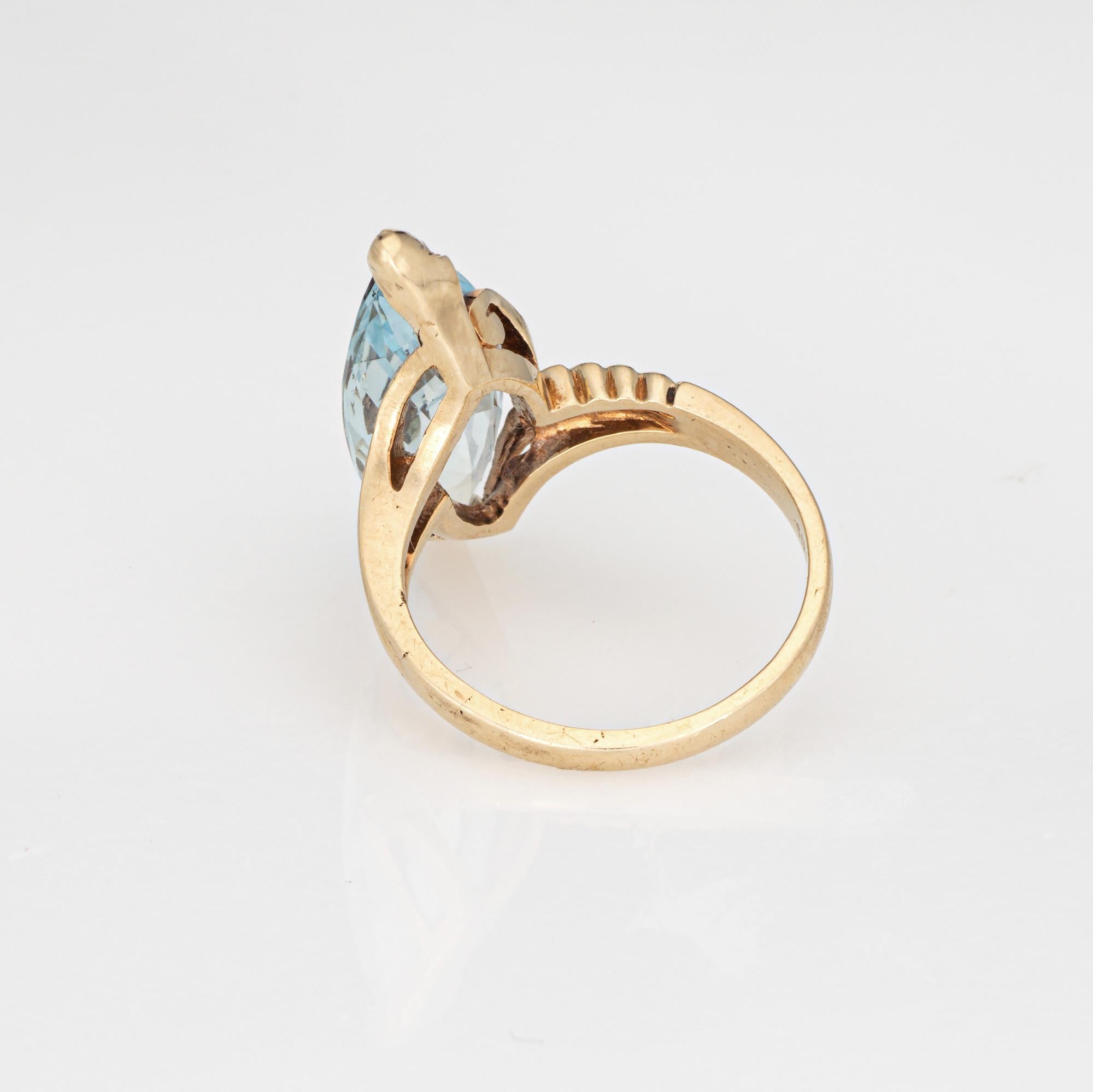 Anello con acquamarina marquise da 4,50 carati Vintage in oro giallo 10k Sz 6.25 Gioielli di pregio In condizioni buone in vendita a Torrance, CA