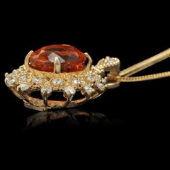 4.50Ct Natural Citrine and Diamond 14K Solid Yellow Gold Pendant