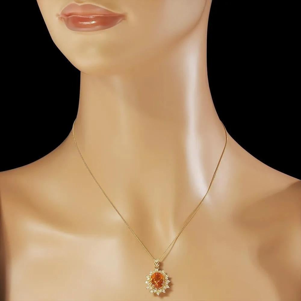 4.50Ct Natural Citrine and Diamond 14K Solid Yellow Gold Pendant In New Condition For Sale In Los Angeles, CA
