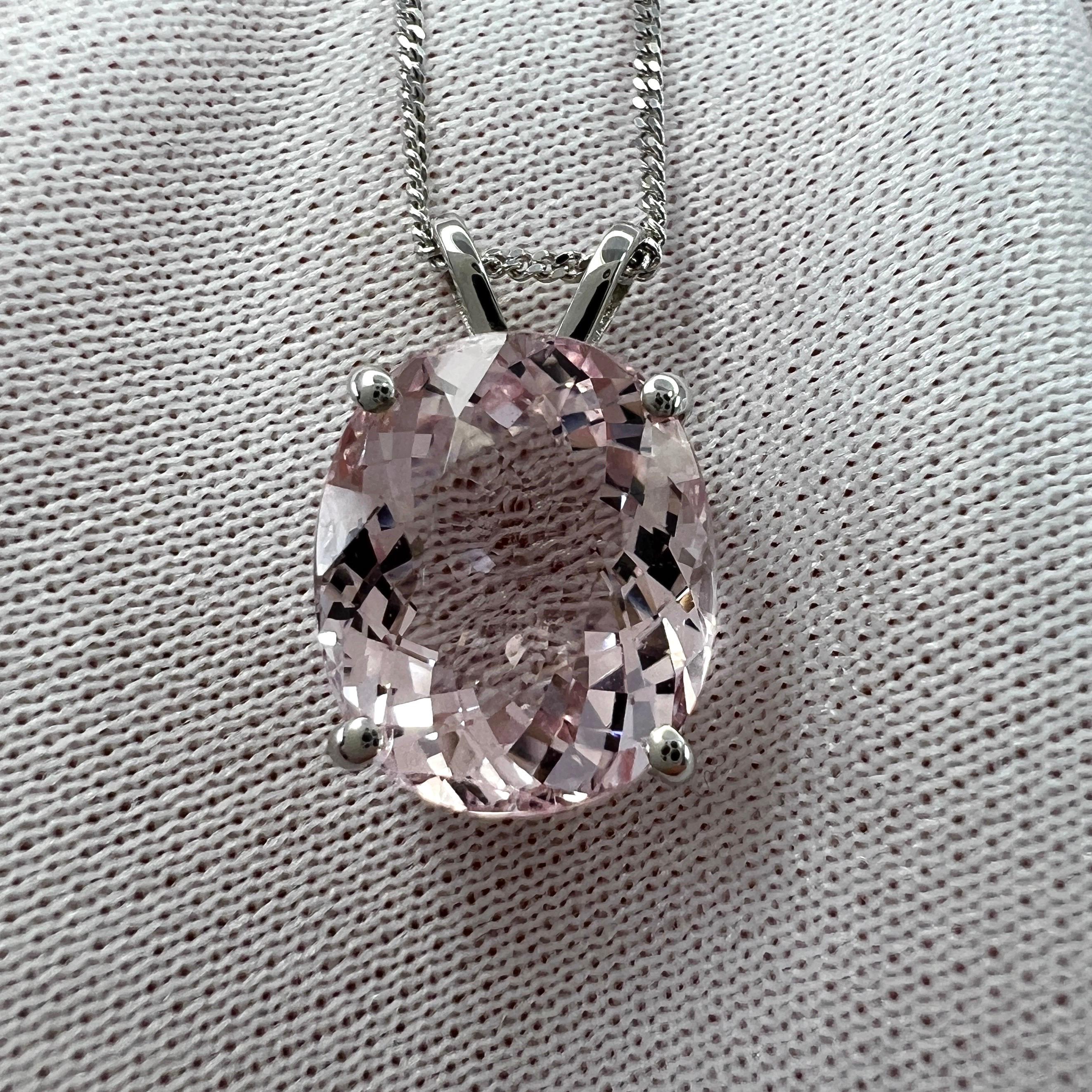 4.50ct Natural Pink Morganite Oval Cut 18k White Gold Solitaire Pendant Necklace For Sale 6