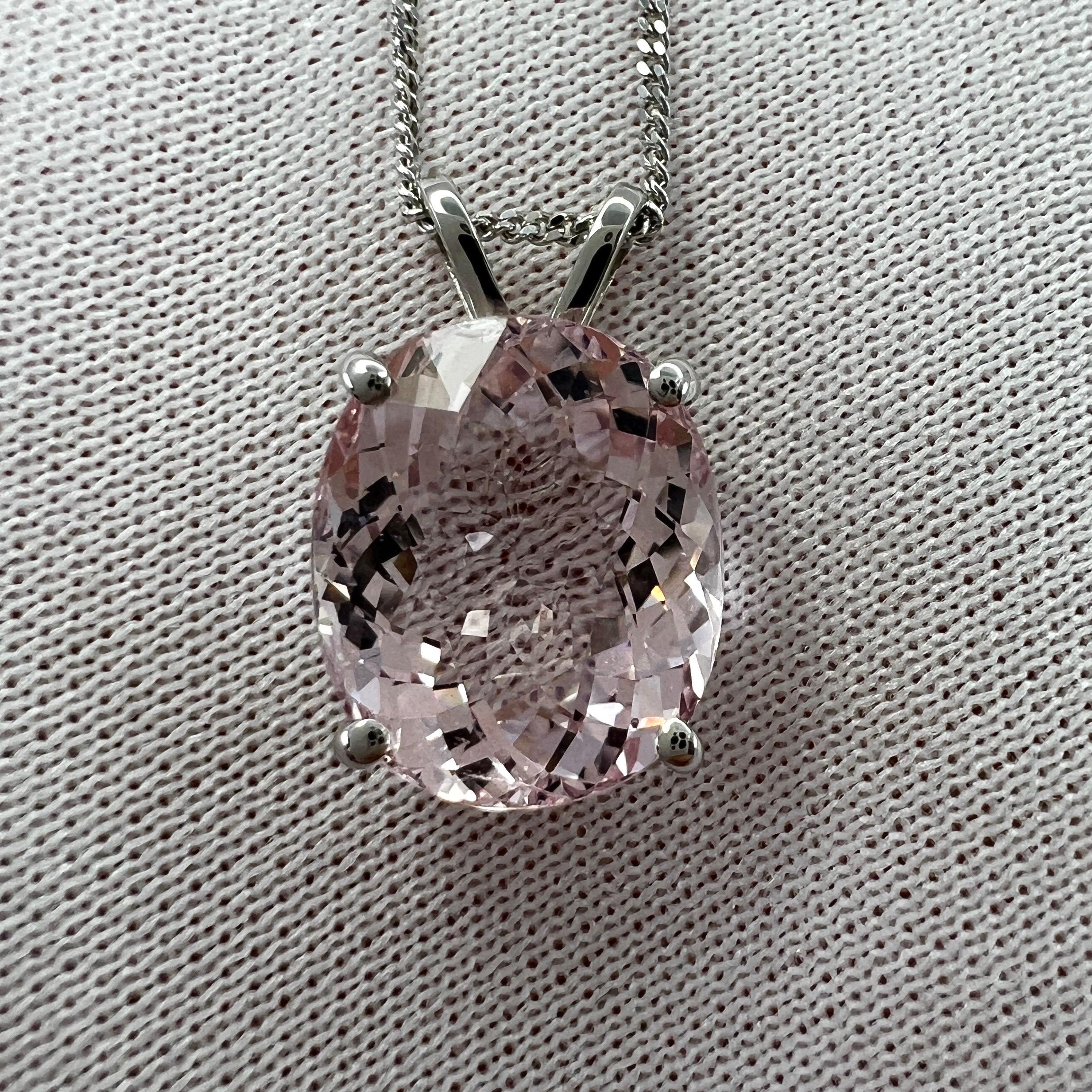 4.50ct Natural Pink Morganite Oval Cut 18k White Gold Solitaire Pendant Necklace For Sale 7