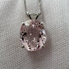 4.50ct Natural Pink Morganite Oval Cut 18k White Gold Solitaire Pendant Necklace
