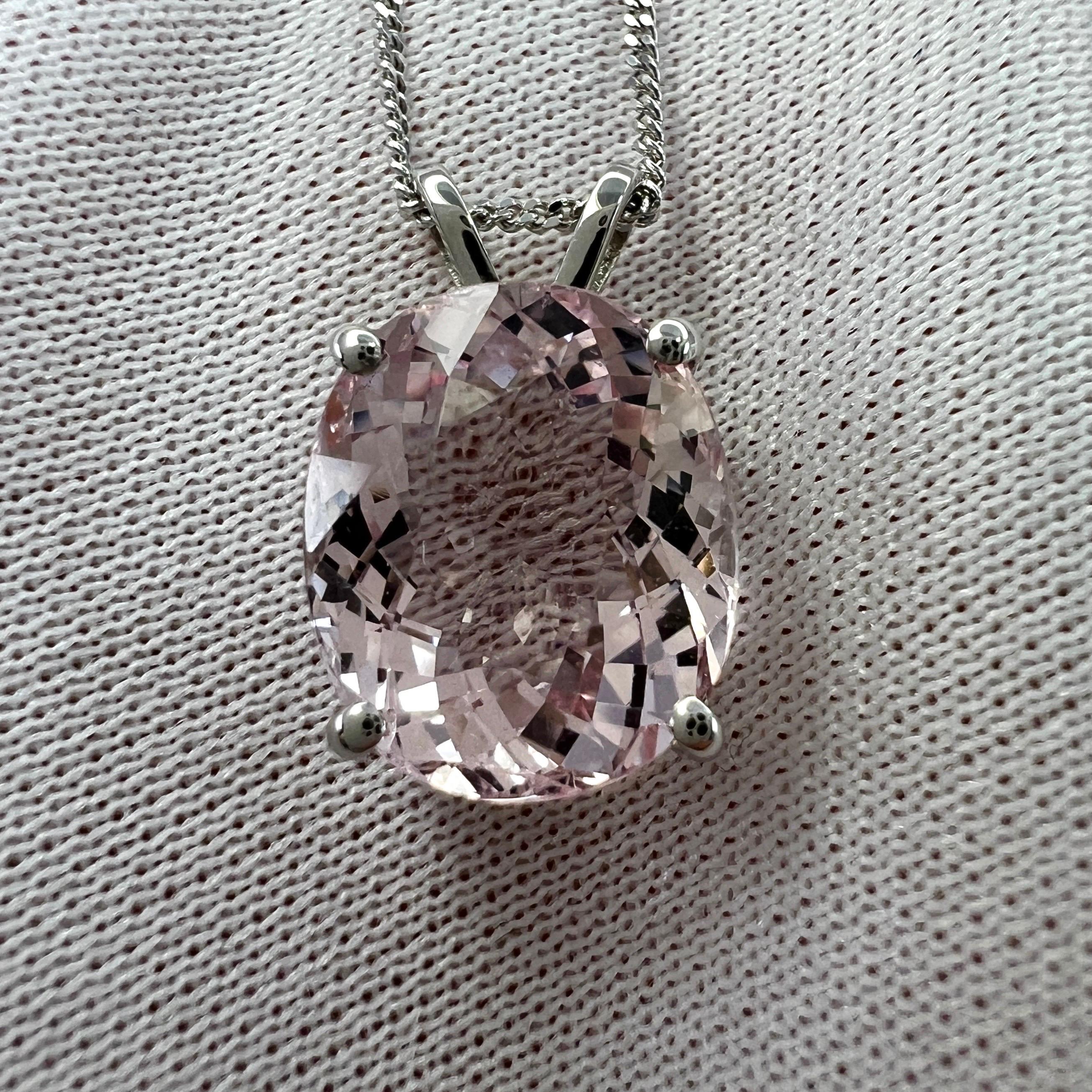4.50ct Natural Pink Morganite Oval Cut 18k White Gold Solitaire Pendant Necklace For Sale 1