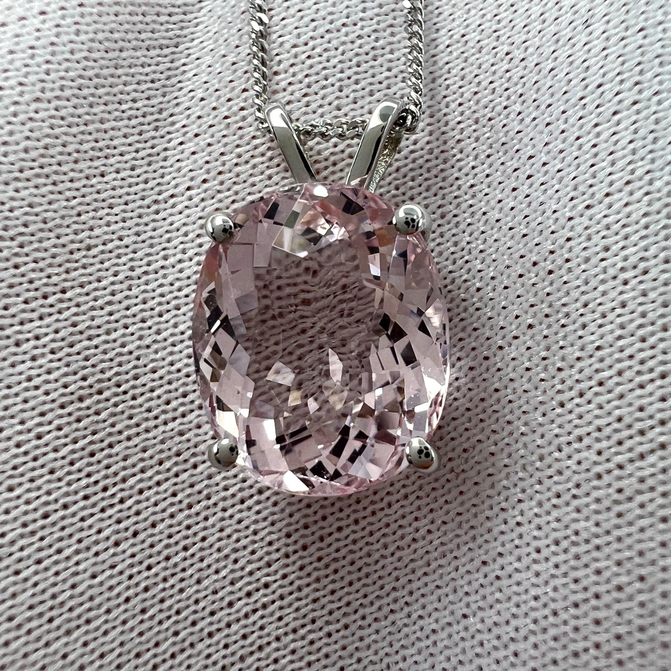 4.50ct Natural Pink Morganite Oval Cut 18k White Gold Solitaire Pendant Necklace For Sale 3