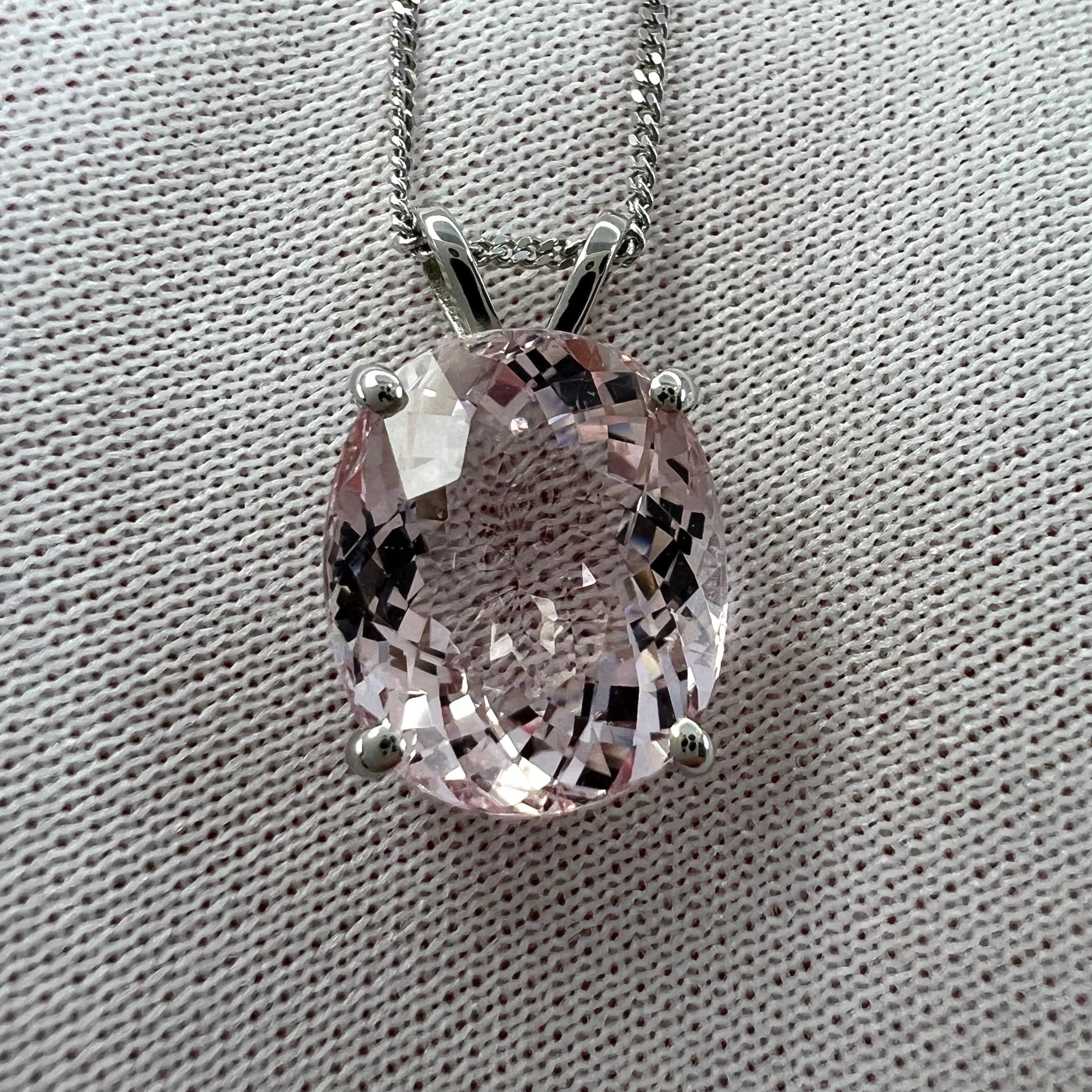 4.50ct Natural Pink Morganite Oval Cut 18k White Gold Solitaire Pendant Necklace For Sale 4