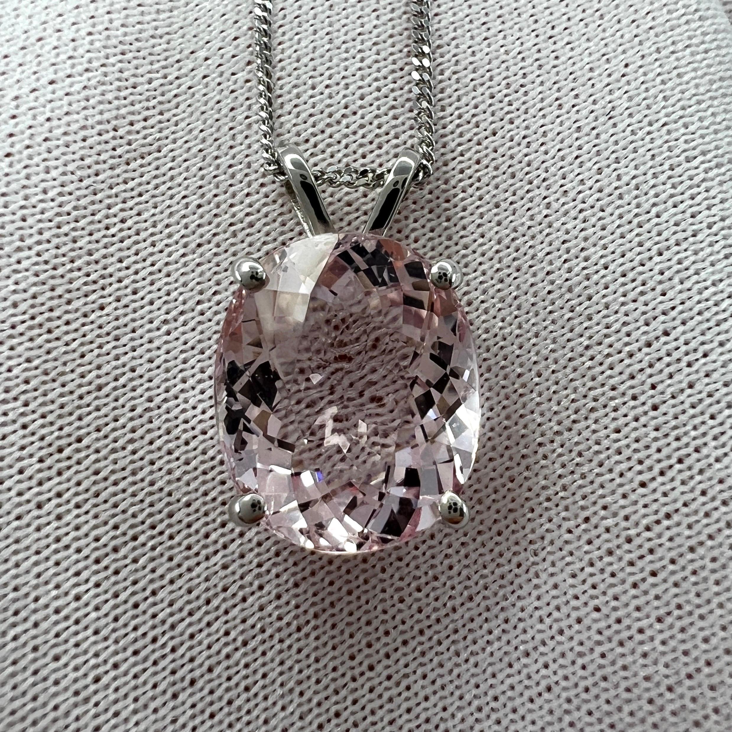 4.50ct Natural Pink Morganite Oval Cut 18k White Gold Solitaire Pendant Necklace For Sale 5