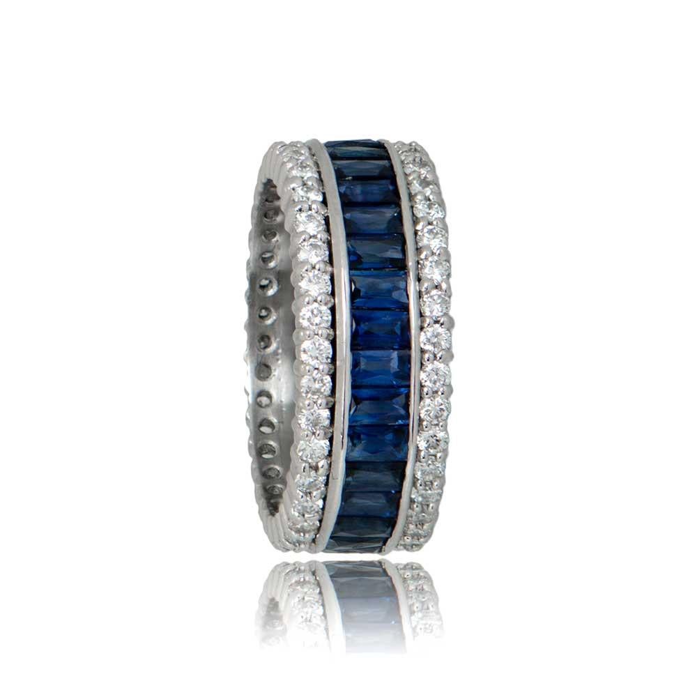 Art Deco  4.50ct Natural Sapphire & 2.00ct Diamond Wedding Band, Platinum For Sale