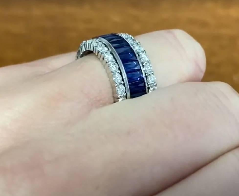  4.50ct Natural Sapphire & 2.00ct Diamond Wedding Band, Platinum In Excellent Condition For Sale In New York, NY