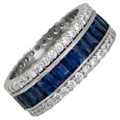  4.50ct Natural Sapphire & 2.00ct Diamond Wedding Band, Platinum