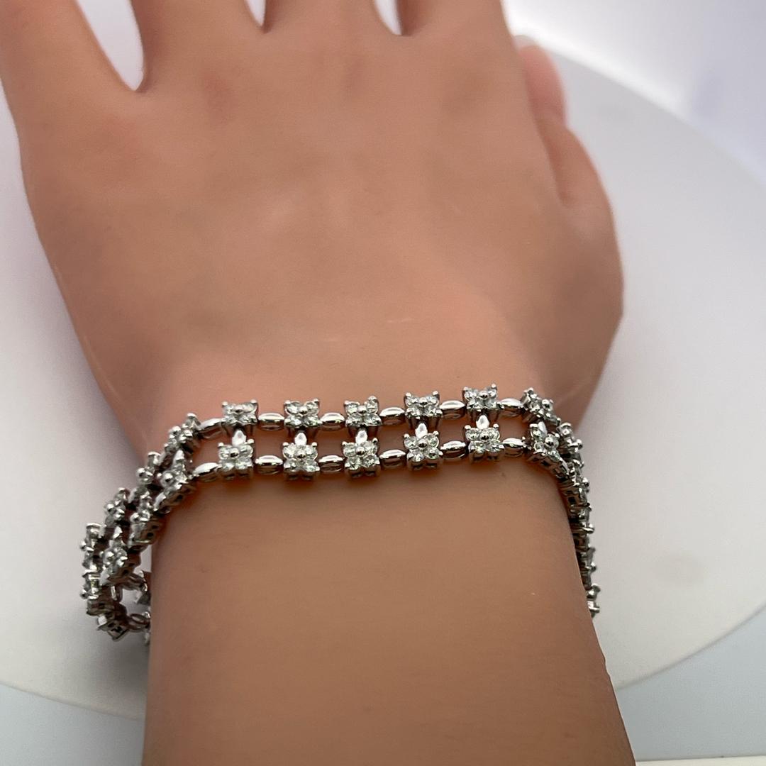 Bracelet Link en or blanc 14K avec diamant rond brillant de 4.50ct (I VS) en vente 6