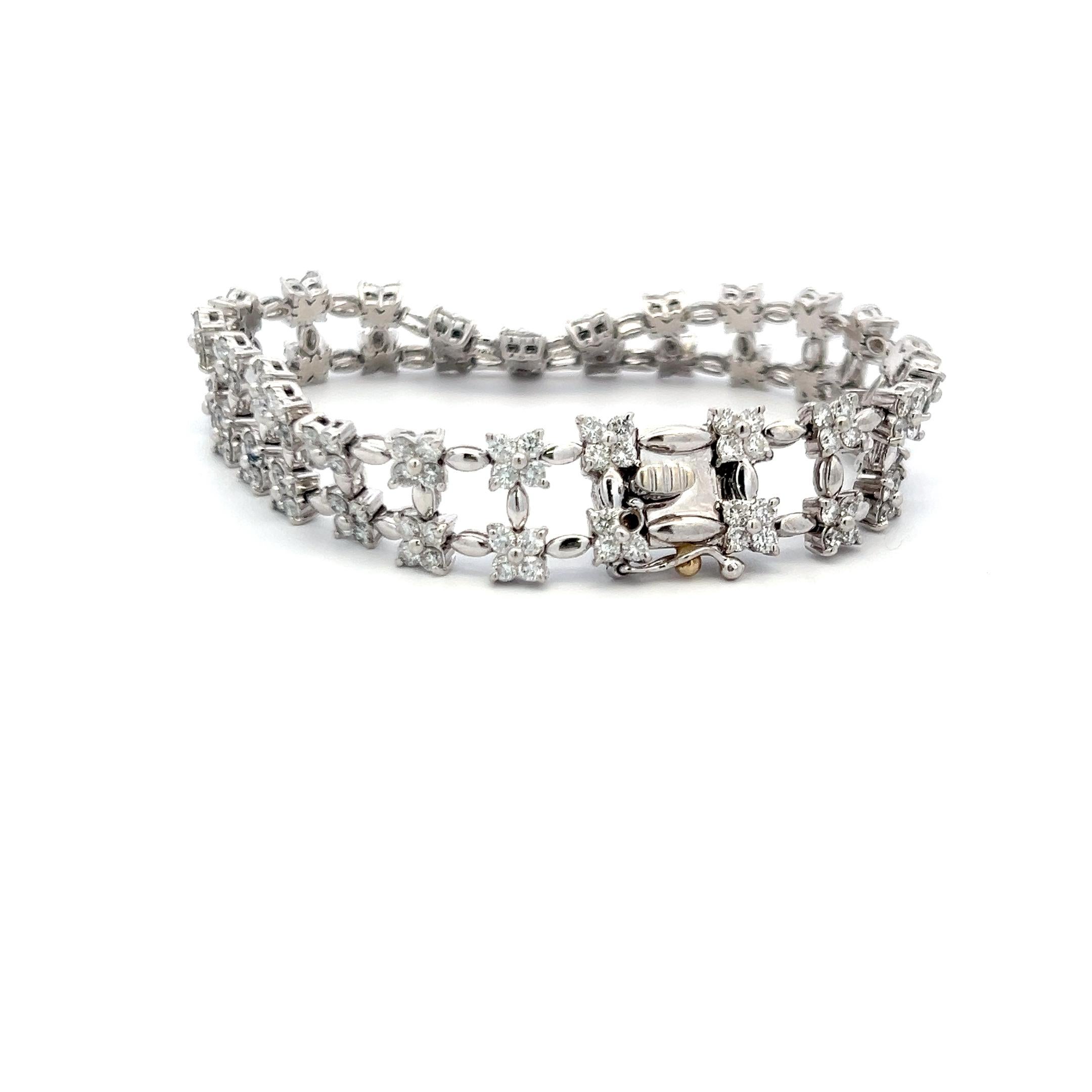 Taille brillant Bracelet Link en or blanc 14K avec diamant rond brillant de 4.50ct (I VS) en vente