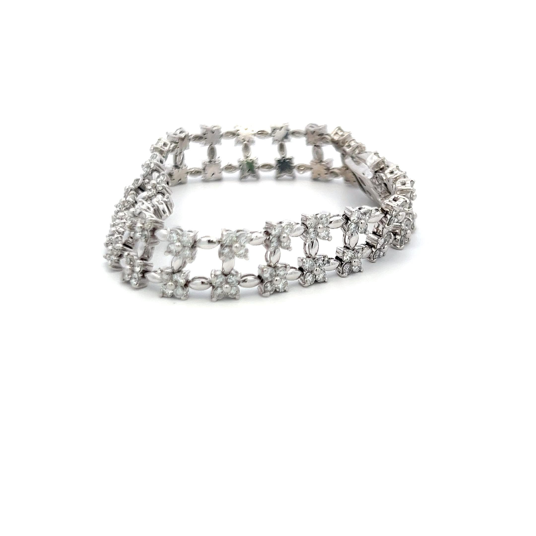 Bracelet Link en or blanc 14K avec diamant rond brillant de 4.50ct (I VS) Bon état - En vente à New York, NY
