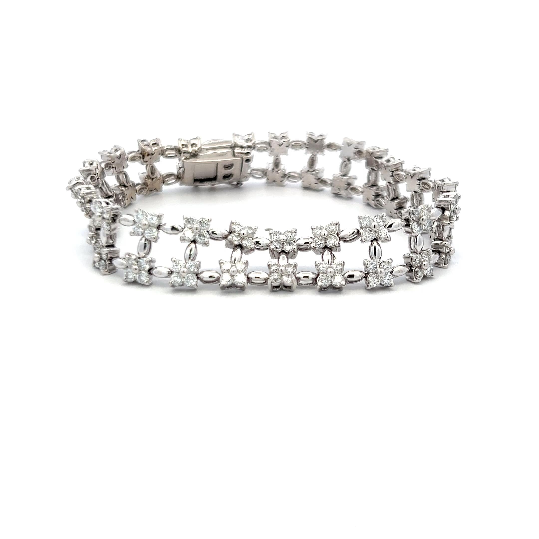 Bracelet Link en or blanc 14K avec diamant rond brillant de 4.50ct (I VS) Pour femmes en vente