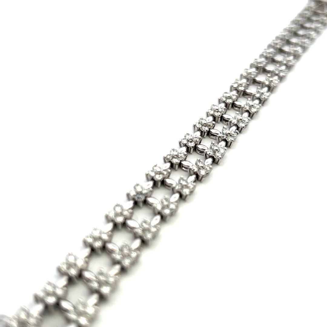Bracelet Link en or blanc 14K avec diamant rond brillant de 4.50ct (I VS) en vente 1