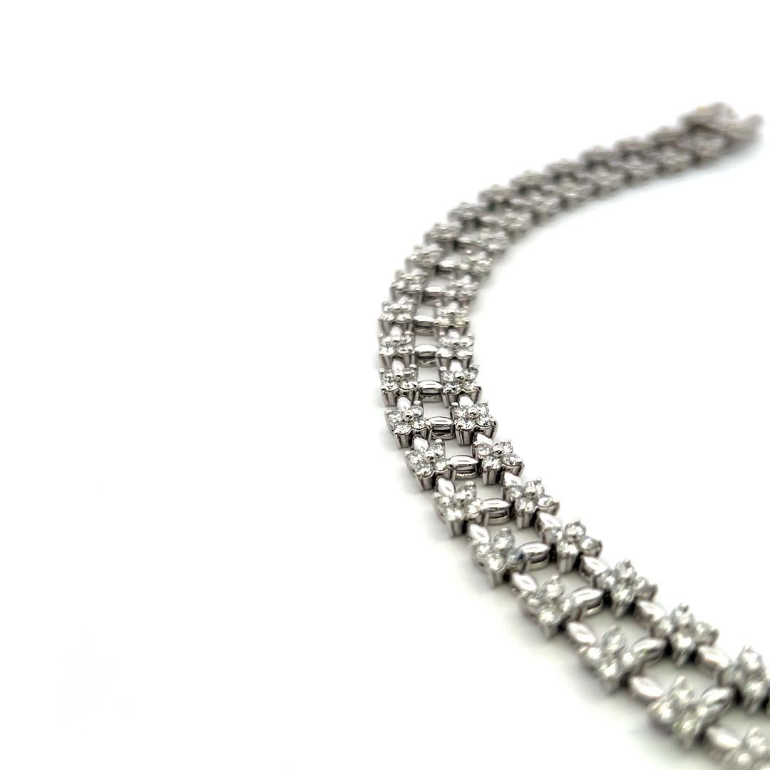 Bracelet Link en or blanc 14K avec diamant rond brillant de 4.50ct (I VS) en vente 2