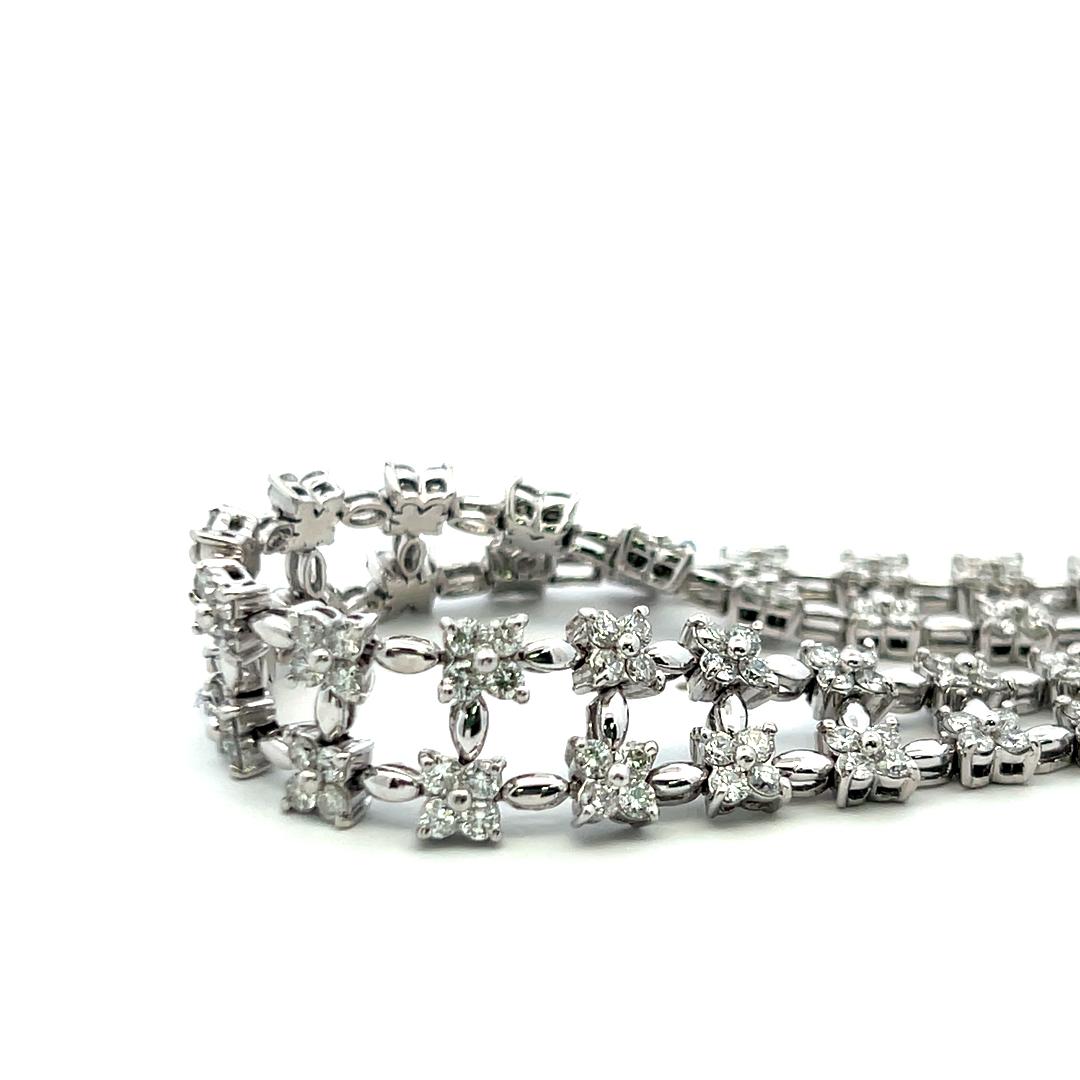 Bracelet Link en or blanc 14K avec diamant rond brillant de 4.50ct (I VS) en vente 4