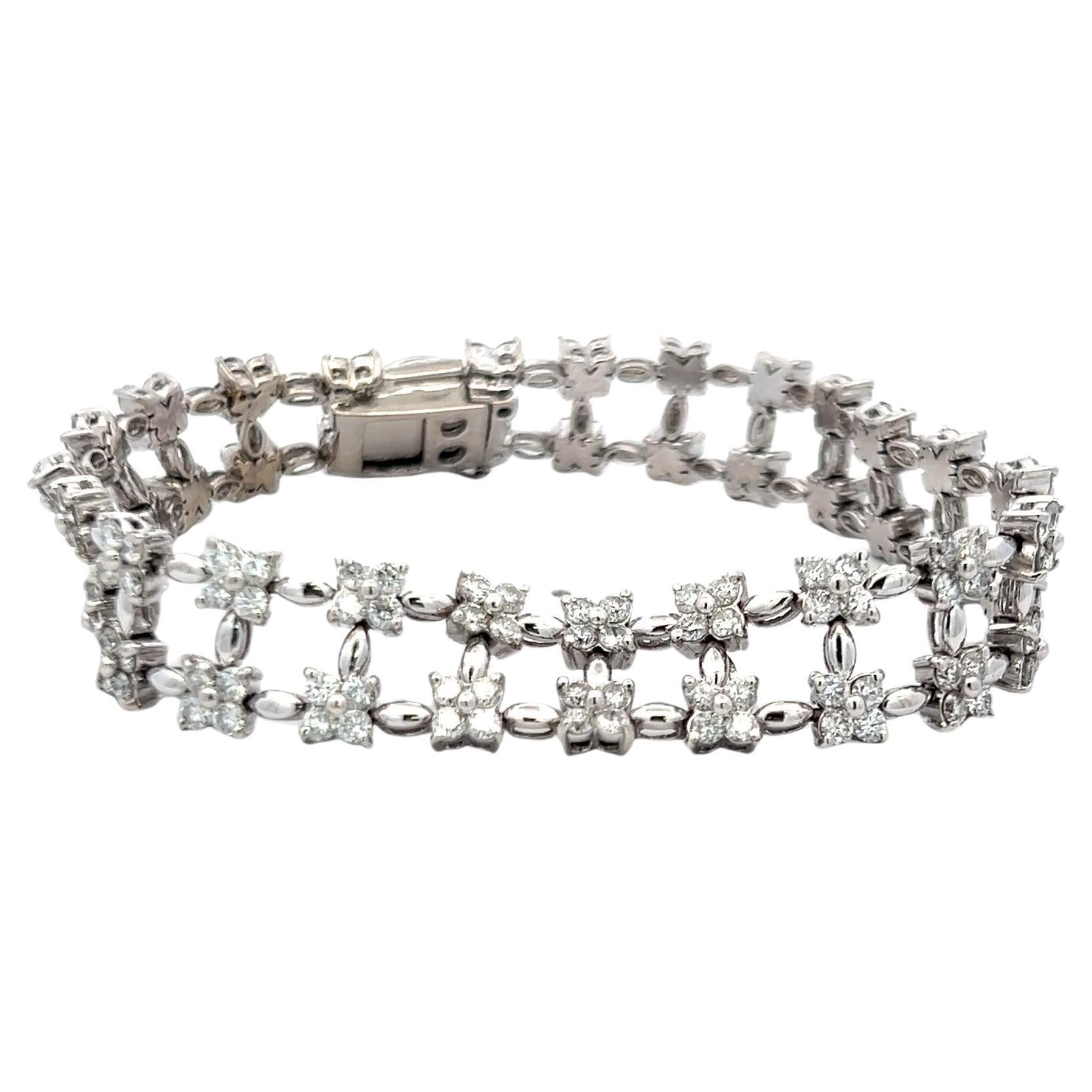 Bracelet Link en or blanc 14K avec diamant rond brillant de 4.50ct (I VS) en vente