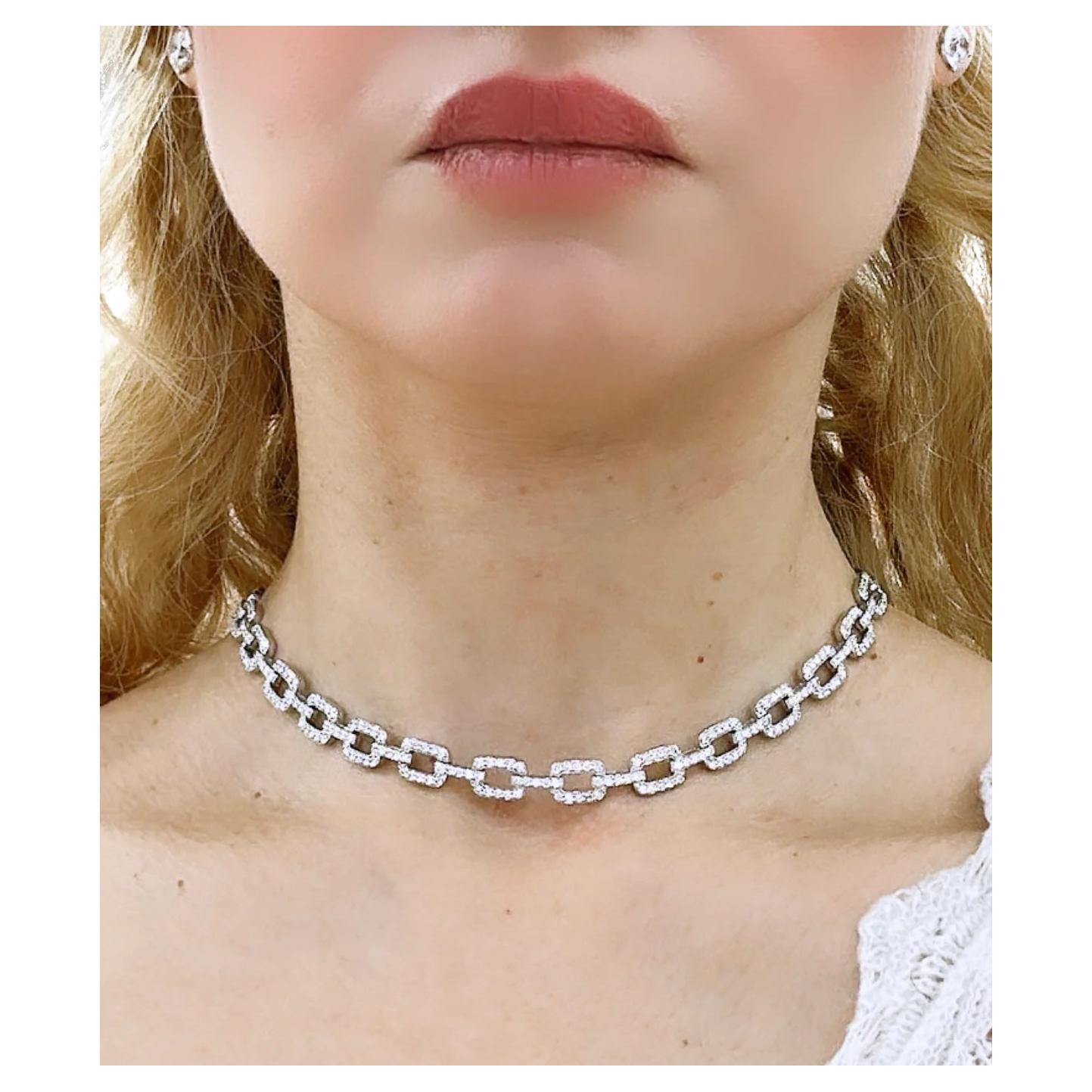 4.50CT T.W. Diamond Natural Earth-Mined Link Choker Statement Necklace