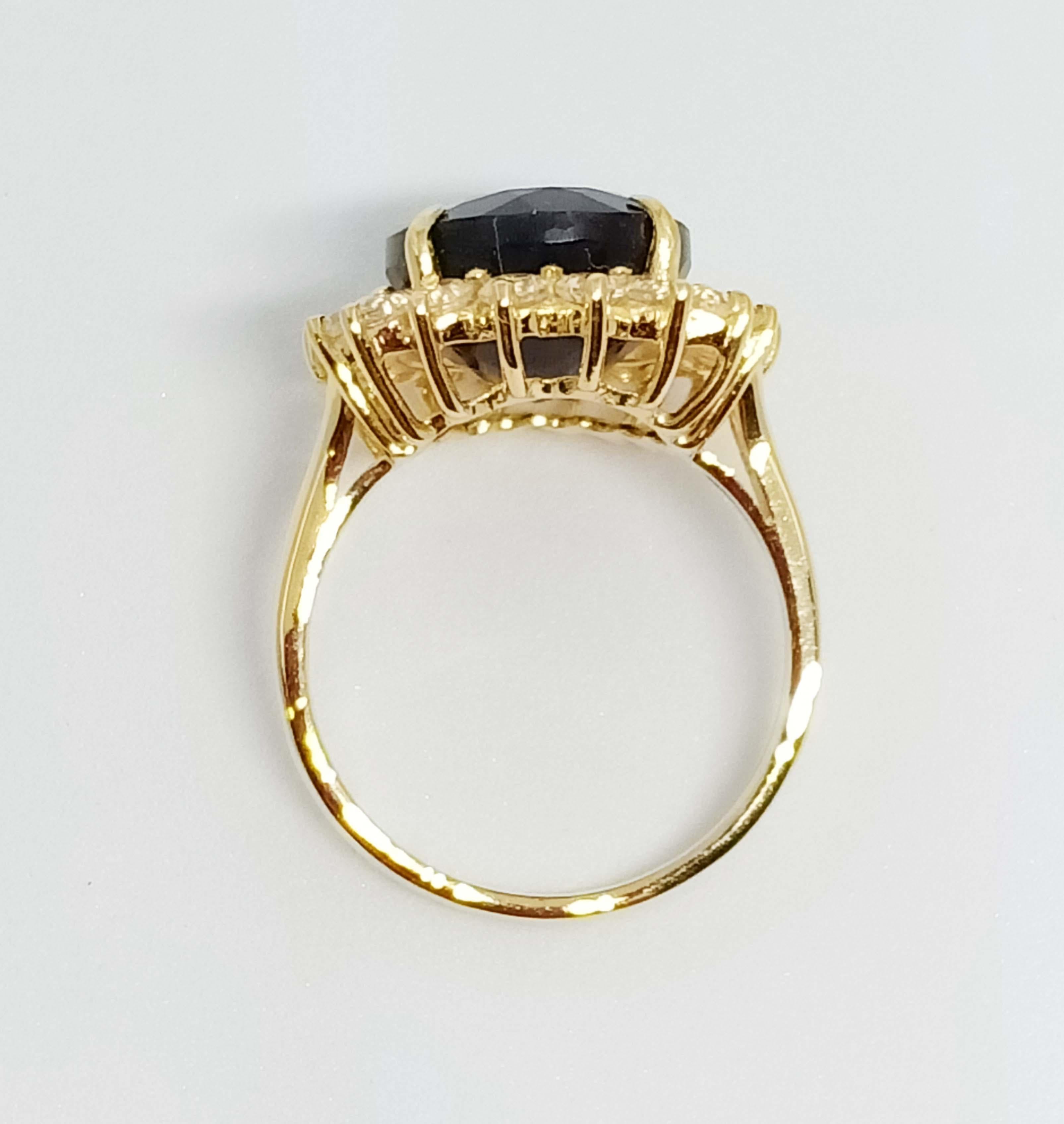 Women's 4.50cts Black Opal Ring. Sterling Silver in 18K Gold Plated.