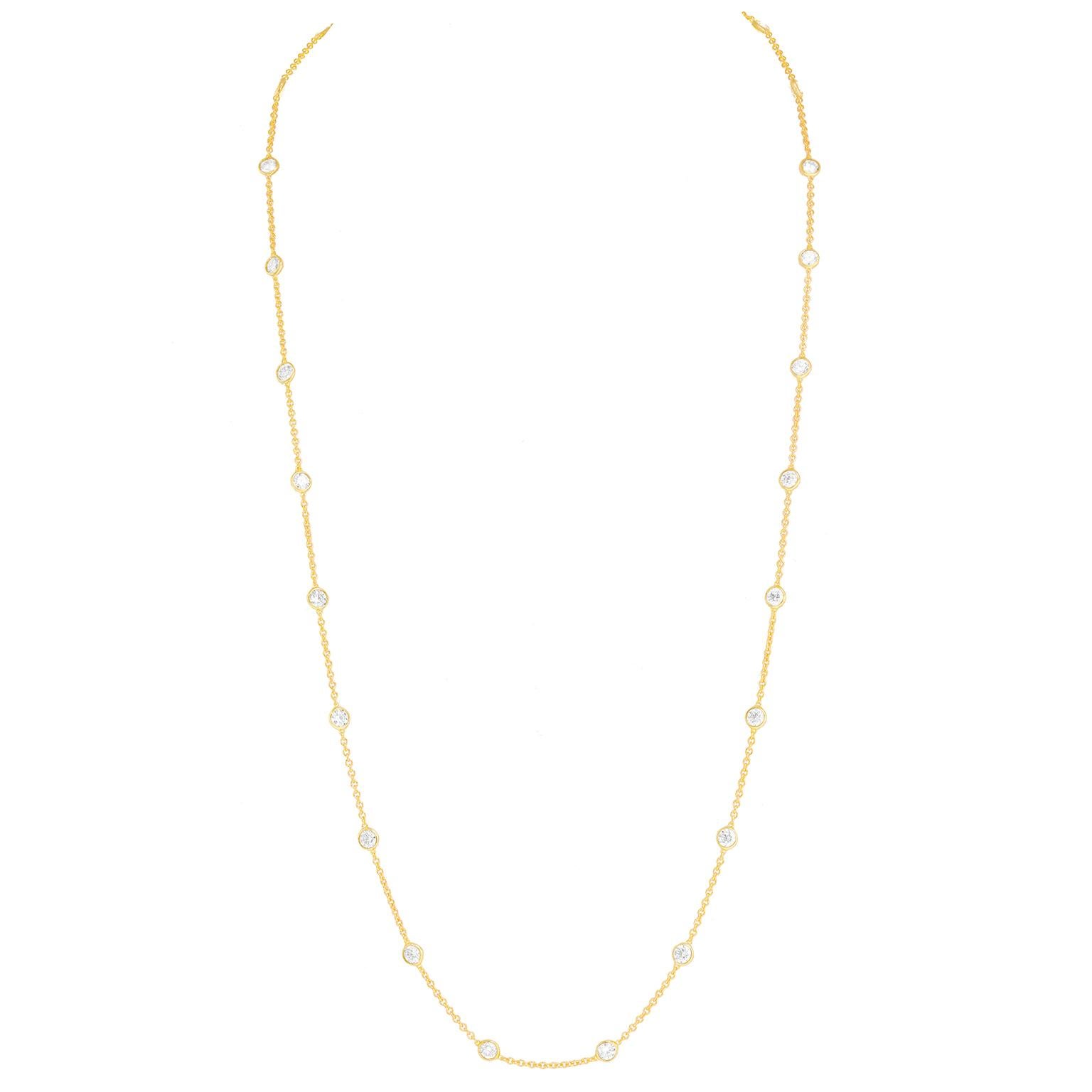 Collar Estación de Diamantes de 4,50 ctw Corte redondo en venta