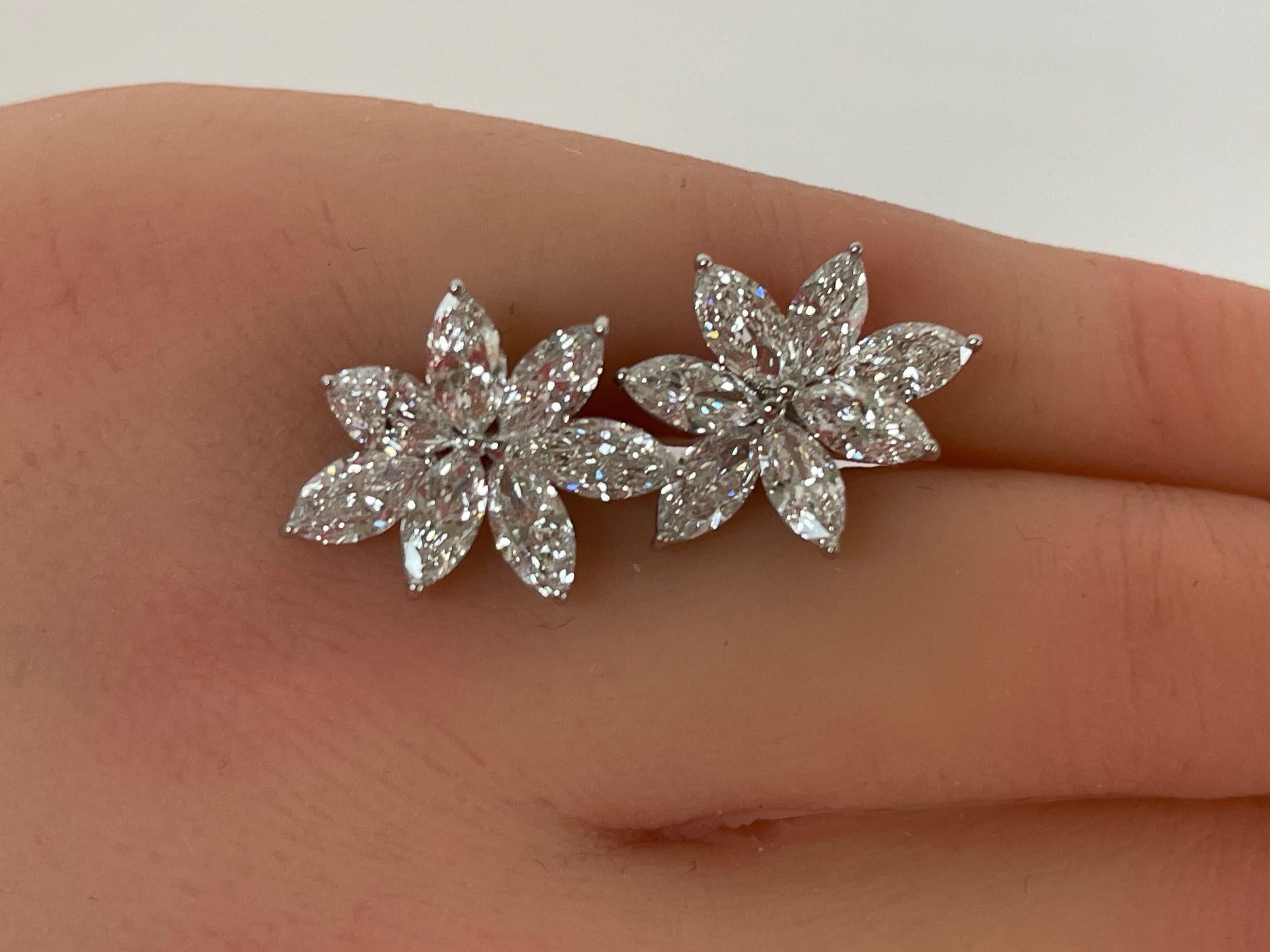 Orecchini con diamanti marquise da 4,50 CTW in oro bianco 14K in vendita 5