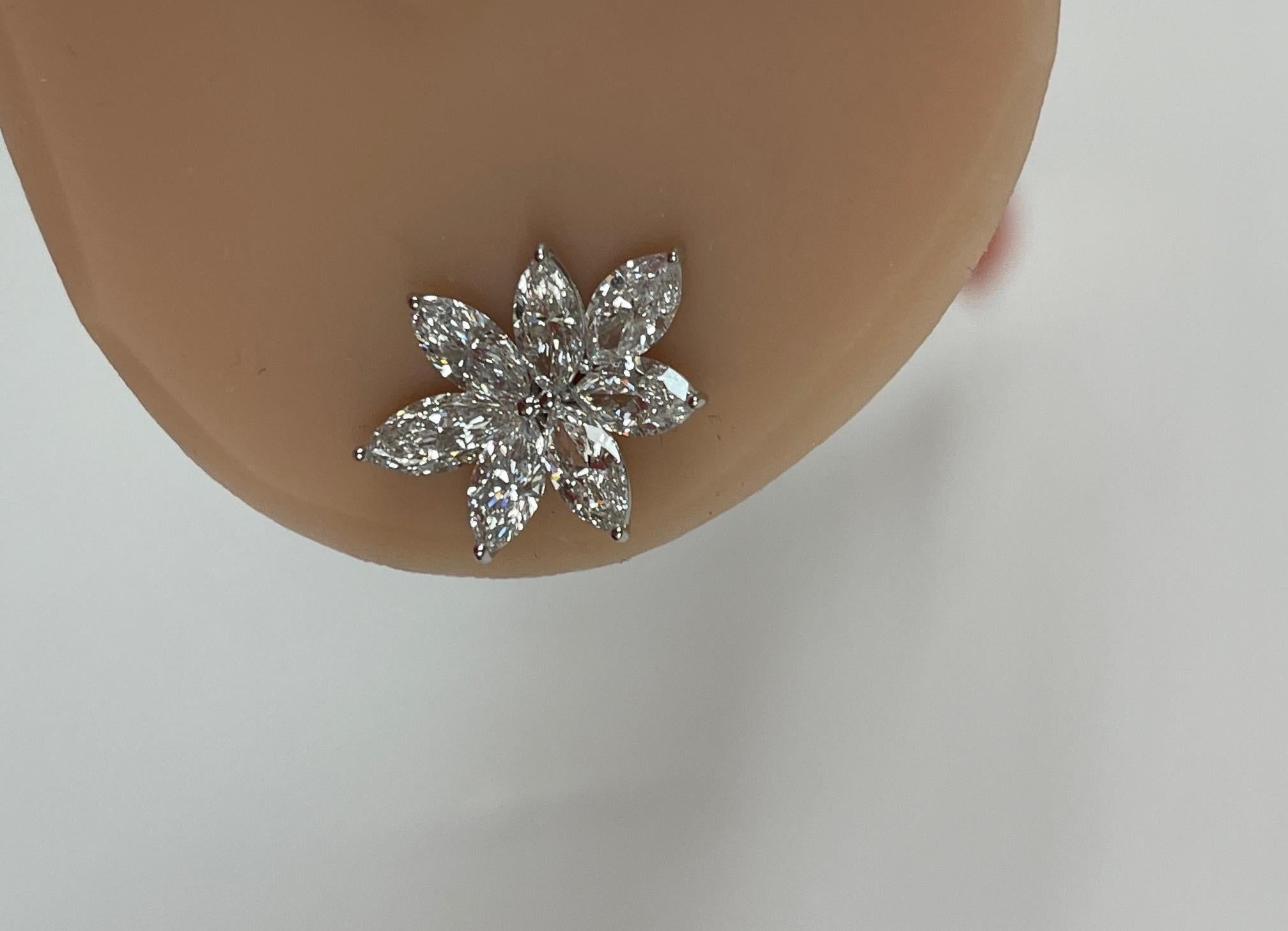 Orecchini con diamanti marquise da 4,50 CTW in oro bianco 14K in vendita 3