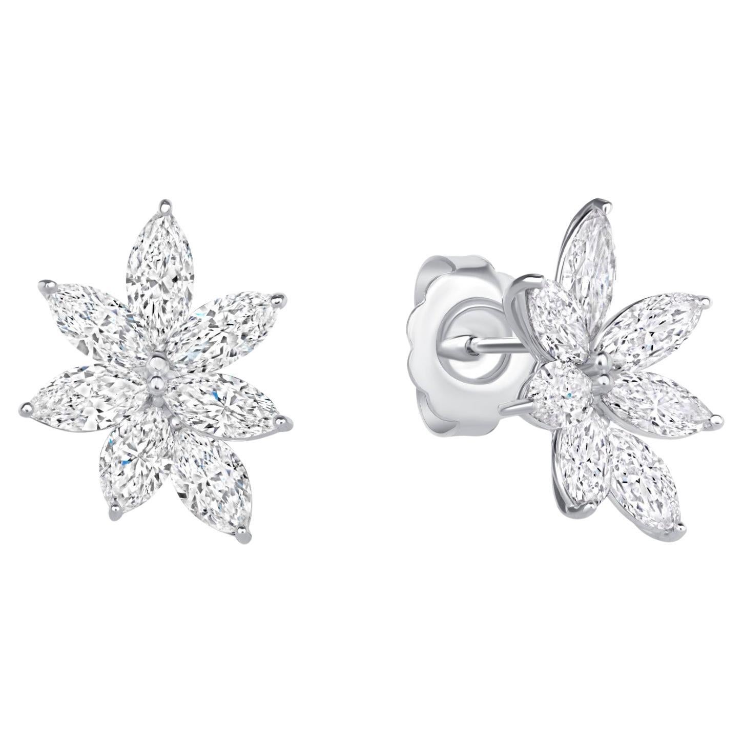 4.50CTW Marquise Diamond Stud Earrings in 14K White Gold