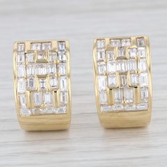 4.50ctw VS2 Diamond Wide Baguette Earrings 18k Yellow Gold Pierced Omega Backs
