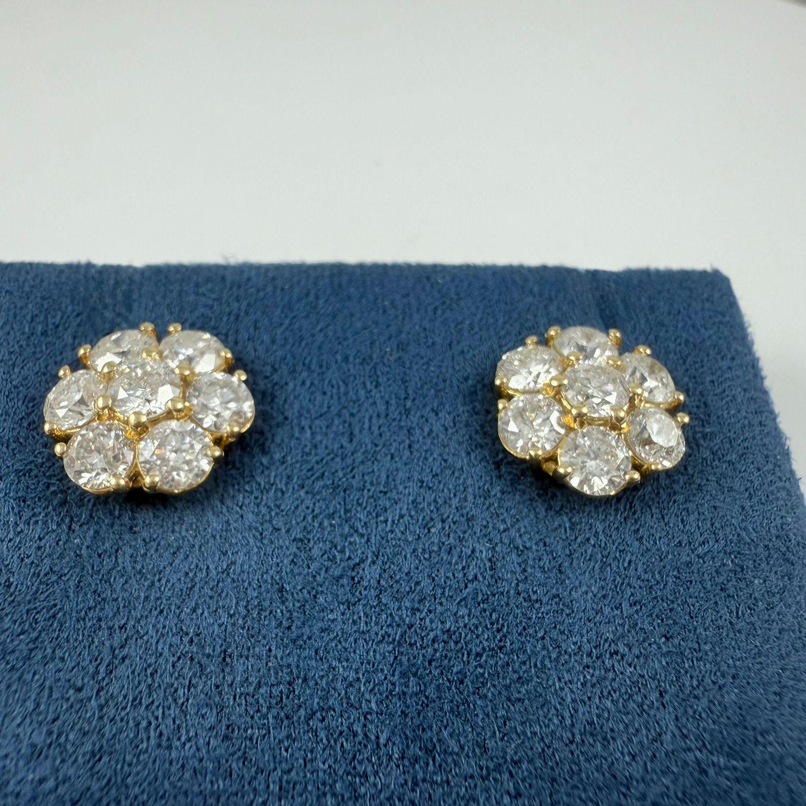 Orecchini a grappolo con diamanti da 4,51 carati in oro bianco 14K in vendita 6