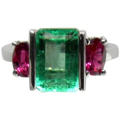 4.51 Carat Natural Colombian Emerald Ruby Ring 14 Karat Gold