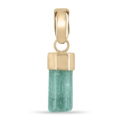 4.51 Carat Rough Colombian Emerald Pendant  18K Gold Light Green Crystal
