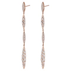 Nigaam 4.51 Cttw. Round Rose Cut Diamond Drop Earrings in 18K Rose Gold