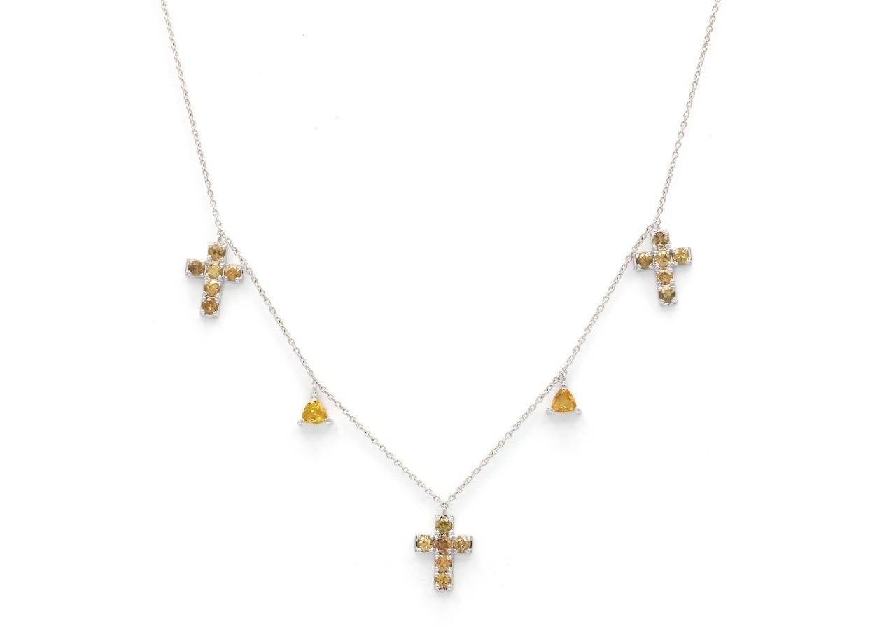 4,51 Karat Gelber Saphir 18 Karat Weißgold Diamant Chocker-Halskette im Zustand „Neu“ im Angebot in Territet, CH
