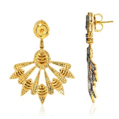 4.51 Carat Rose Cut Diamond Emerald Antique Style Earrings