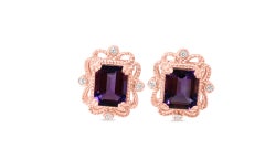 Amethyst Earrings Genuine Purple Amethyst Sterling Silver Stud Rose Gold Earring