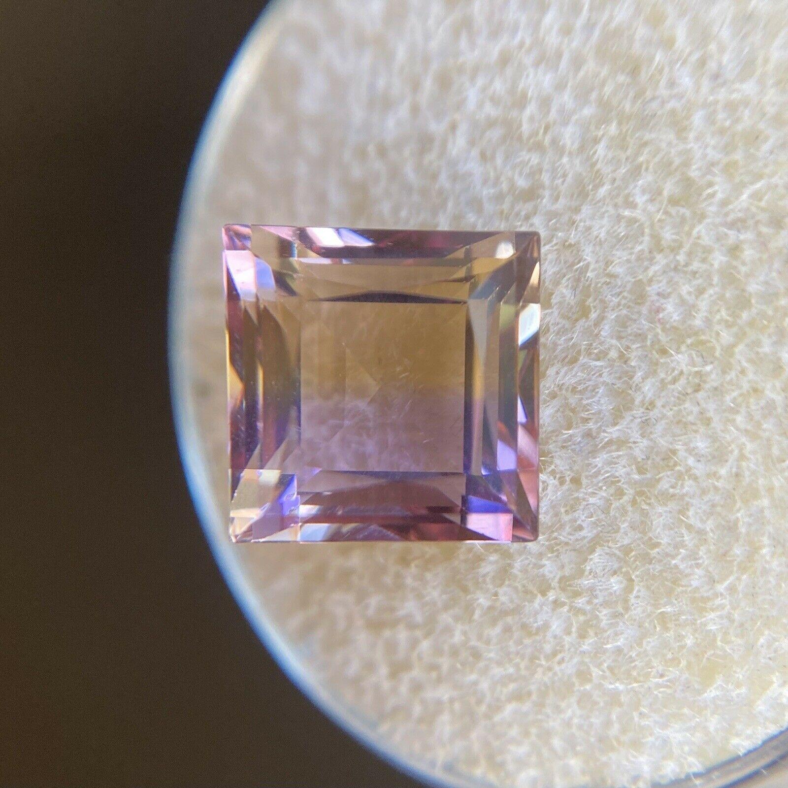 4.51ct Ametrine Purple Yellow Bi Colour Loose Gem 9.2mm Square Cut Unique Gem

Natural Ametrine Gemstone. 
4.51 Natural Ametrine with an excellent square princess cut and beautiful colour split of yellow and purple. 
Also has excellent clarity with