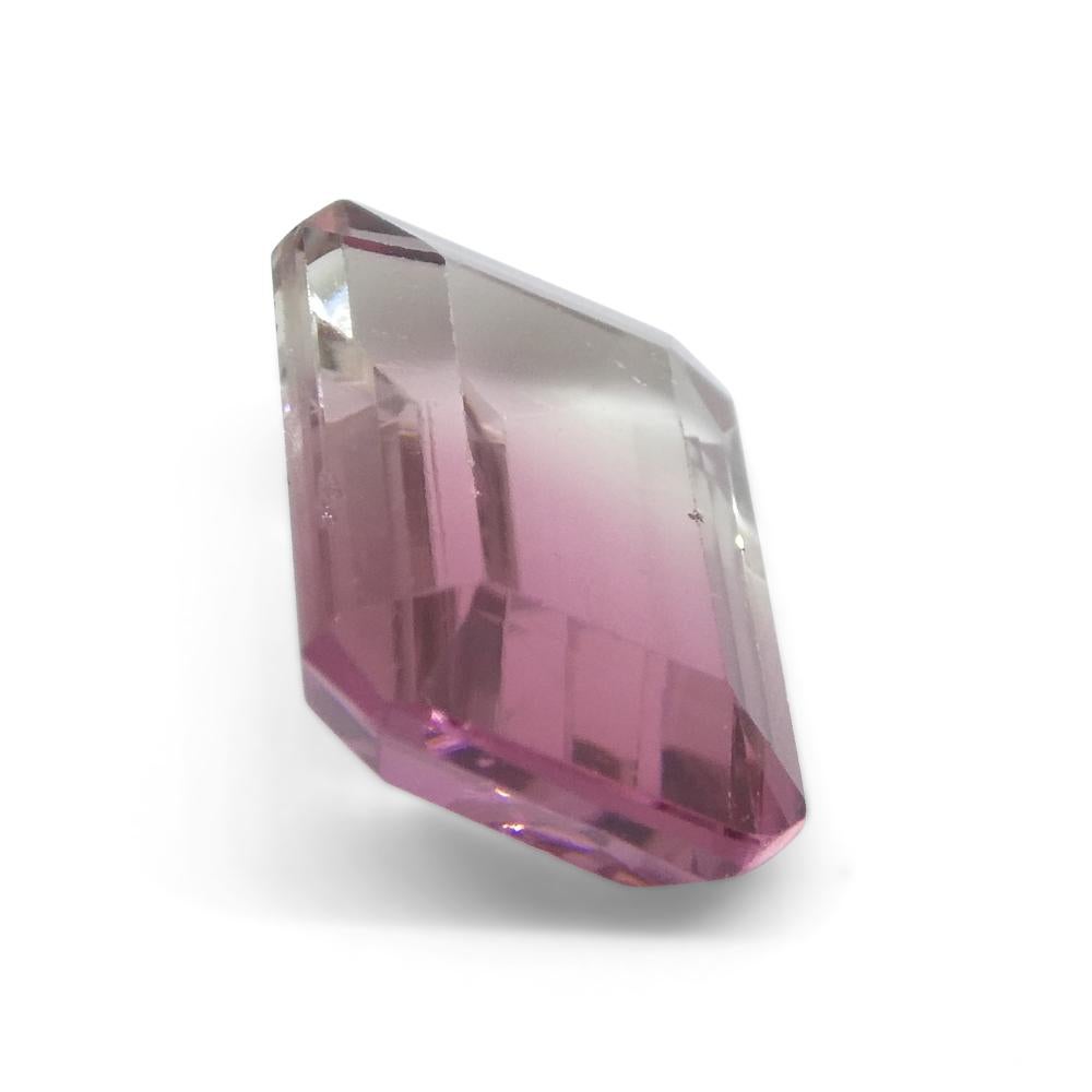 Tourmaline bicolore rose et verte taille émeraude de 4,51 carats du Brésil en vente 5