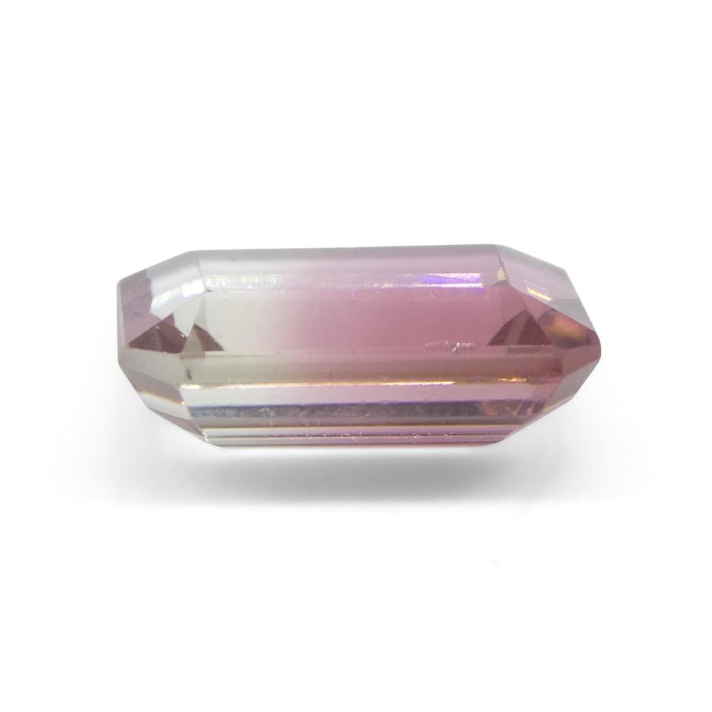 4.51ct Emerald Cut Pink and Green Bi-Colour Tourmaline from Brazil For Sale 6