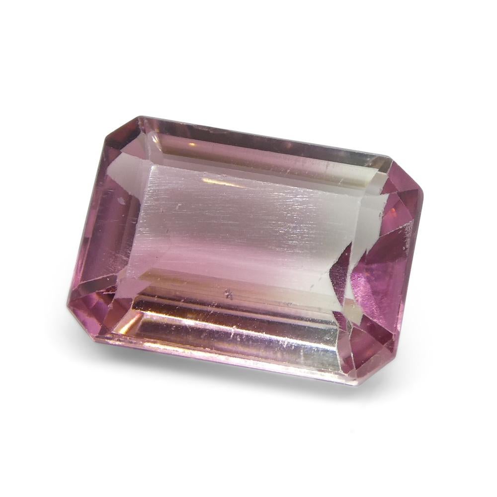 4.51ct Emerald Cut Pink and Green Bi-Colour Tourmaline from Brazil For Sale 8