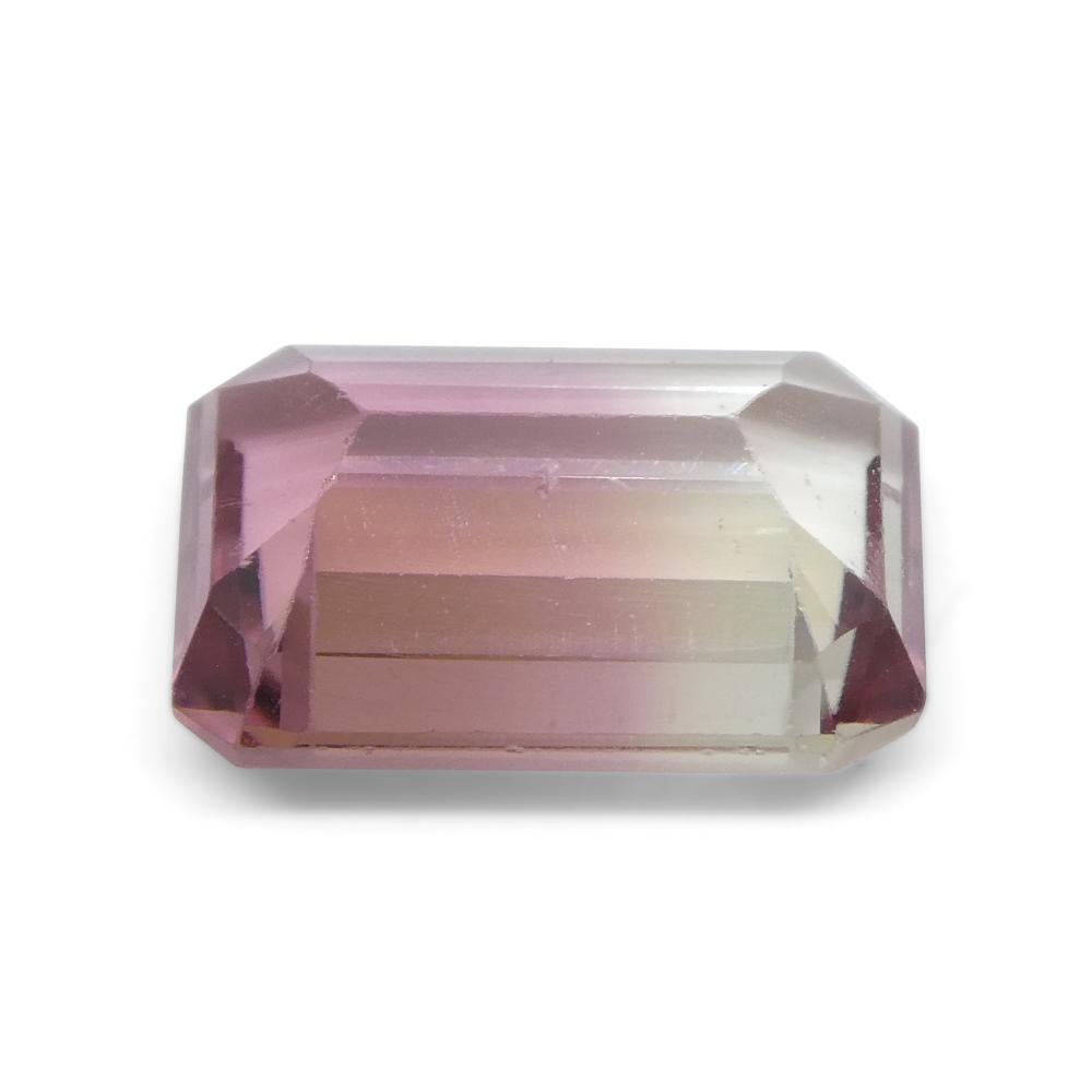 4.51ct Emerald Cut Pink and Green Bi-Colour Tourmaline en vente 2