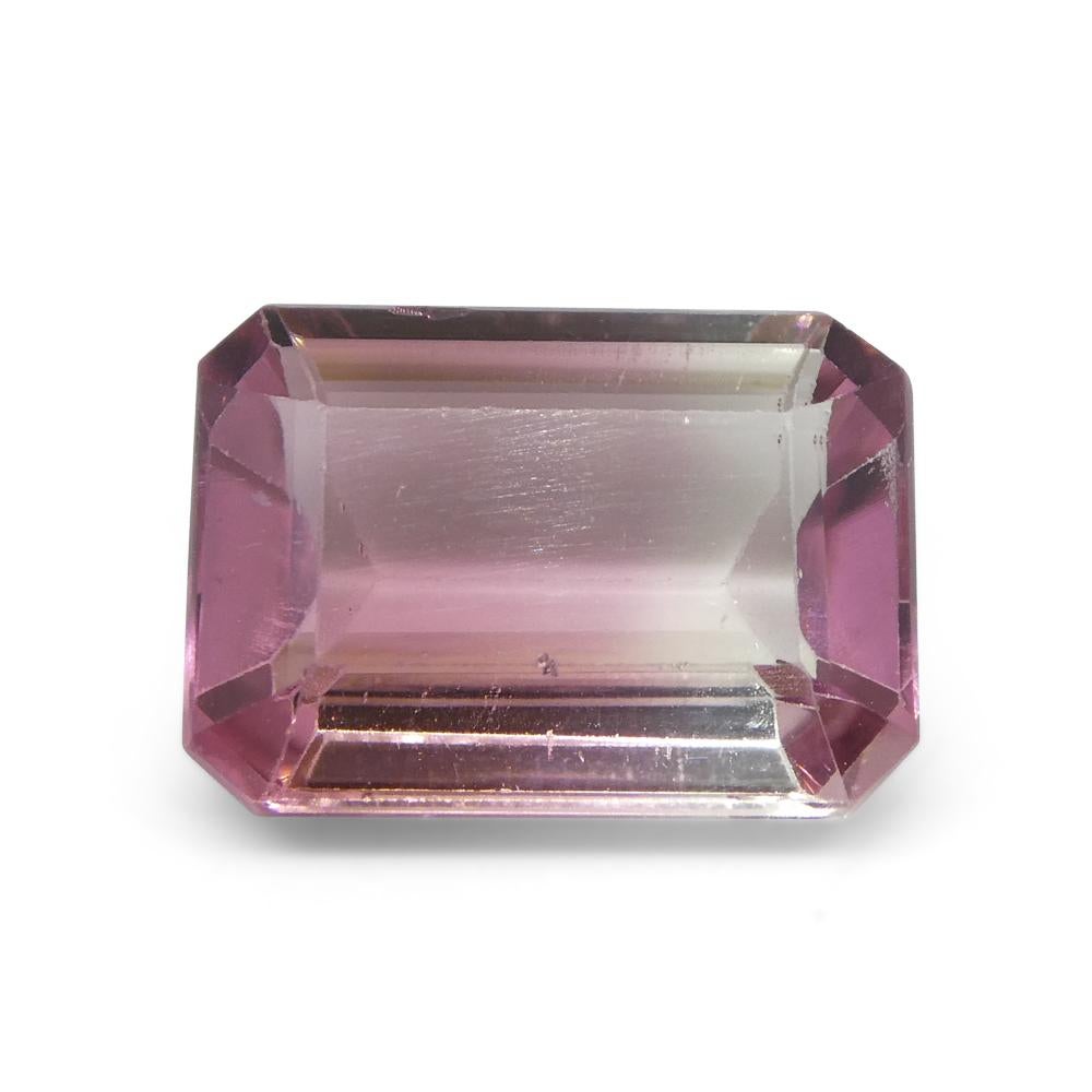 4.51ct Emerald Cut Pink and Green Bi-Colour Tourmaline from Brazil For Sale 3