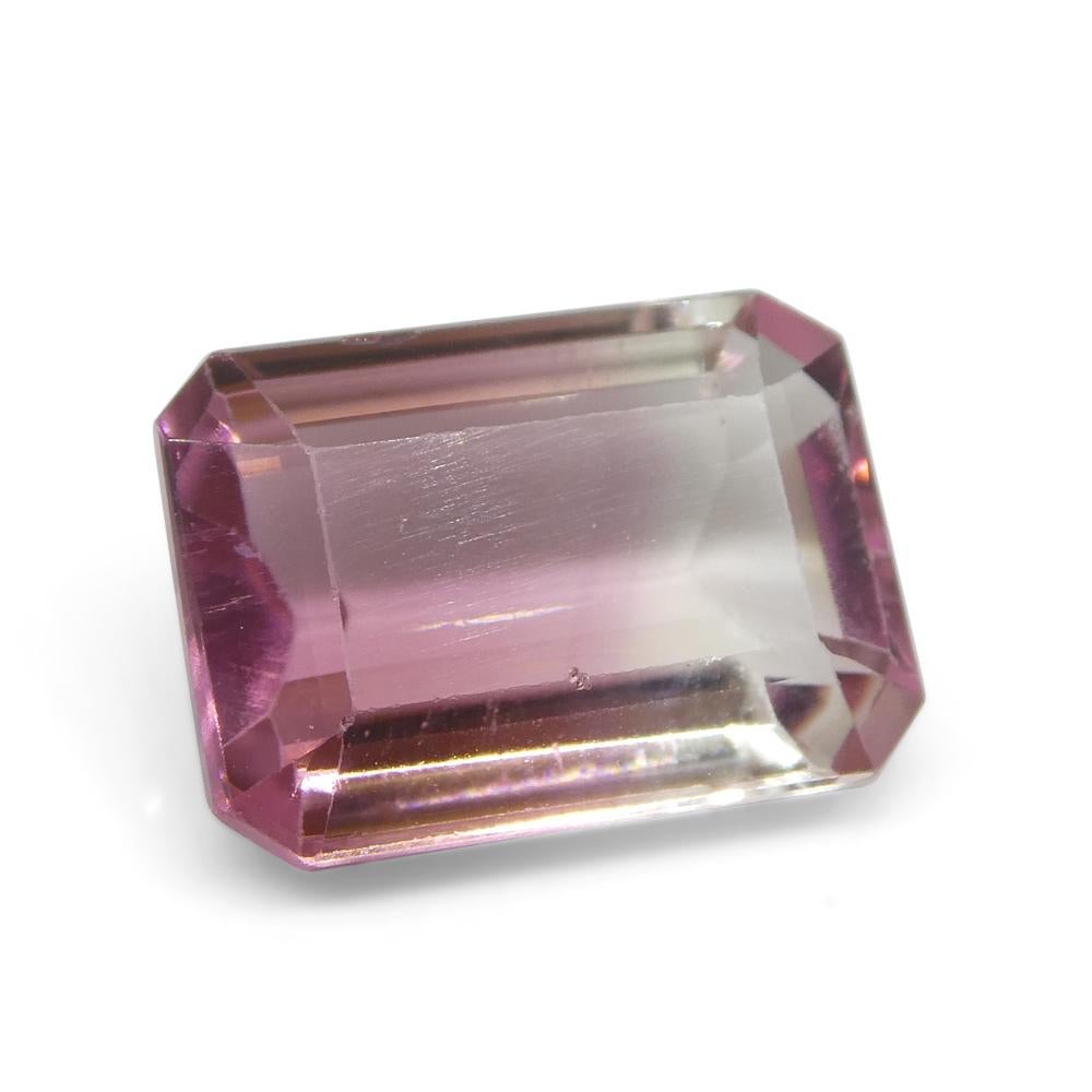 4.51ct Emerald Cut Pink and Green Bi-Colour Tourmaline from Brazil For Sale 4