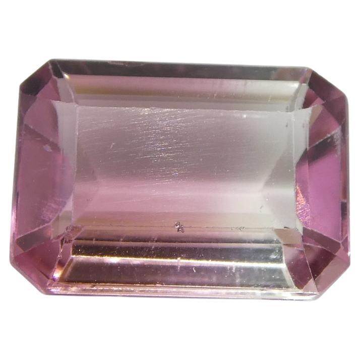 4.51ct Emerald Cut Pink and Green Bi-Colour Tourmaline from Brazil For Sale