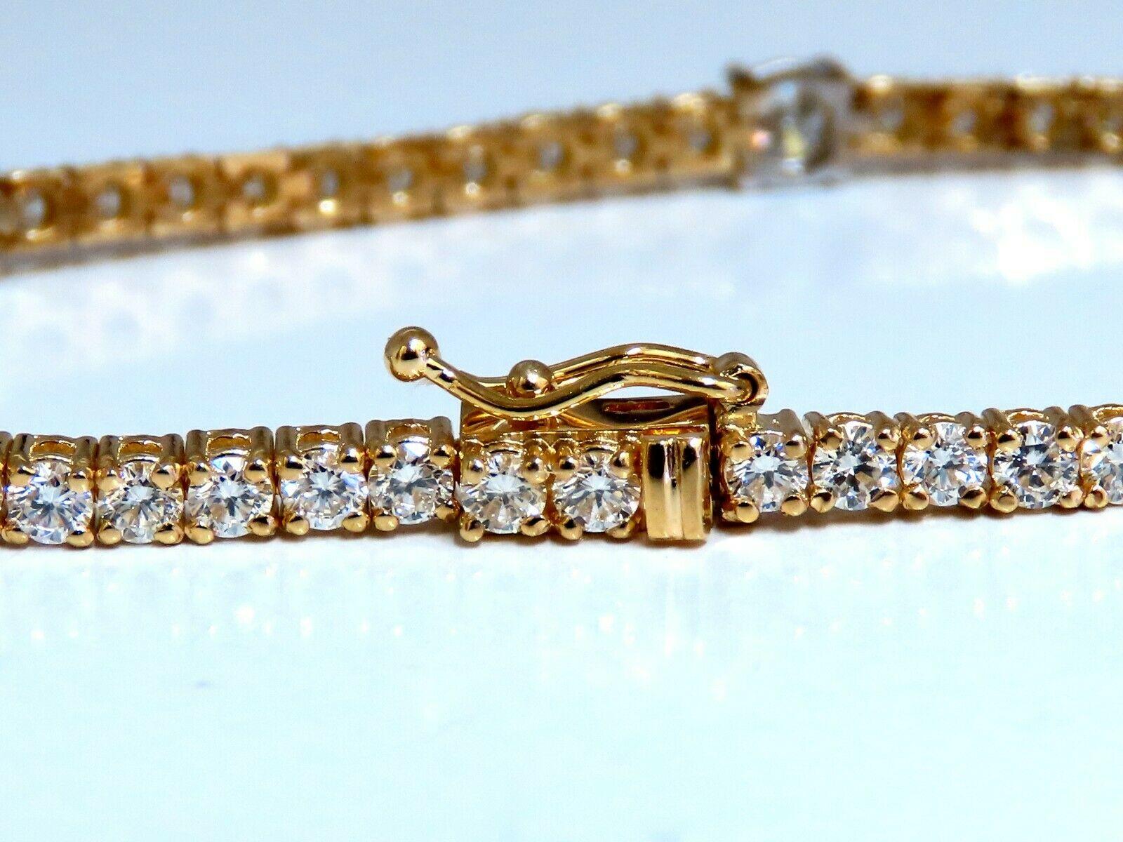 Taglio rotondo Bracciale Tennis con Diamanti Naturali da 4,51 Carati in Oro 14kt Stazione Classica Alternata in vendita